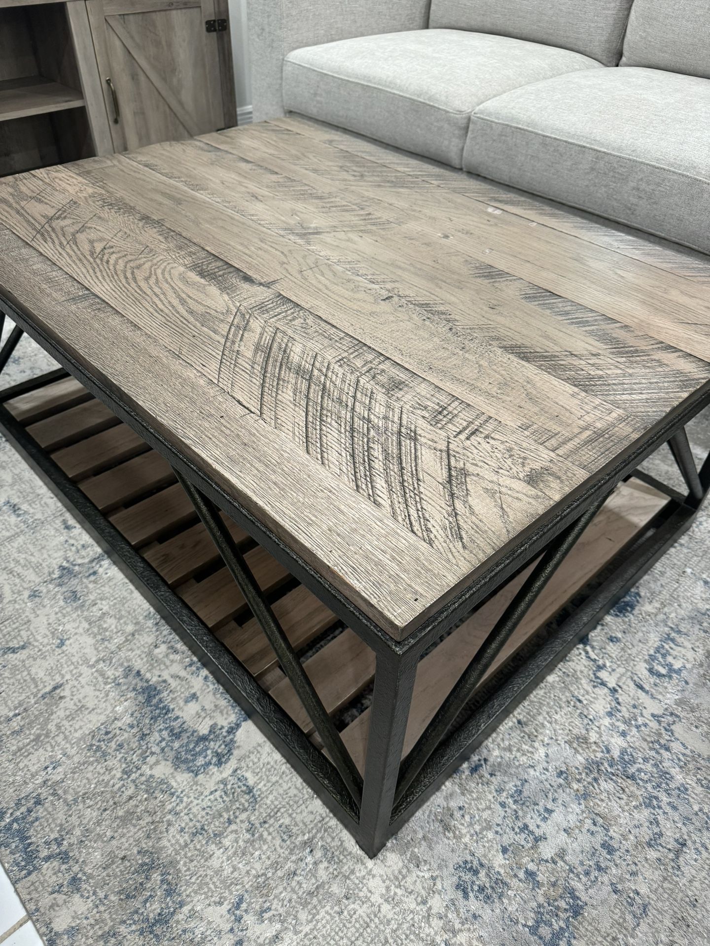 Ethan Allen Beam Metal Base Coffee Table /Mesa De Ethan Allen