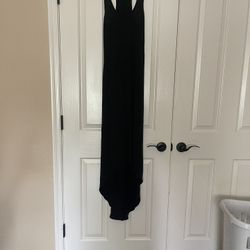 Victoria’s Secret black Fitted razorback high low maxi stretch dress, XS