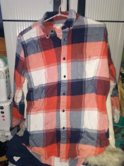 Merona Orange Navy And White Size M Men's Longsleeve Shirt