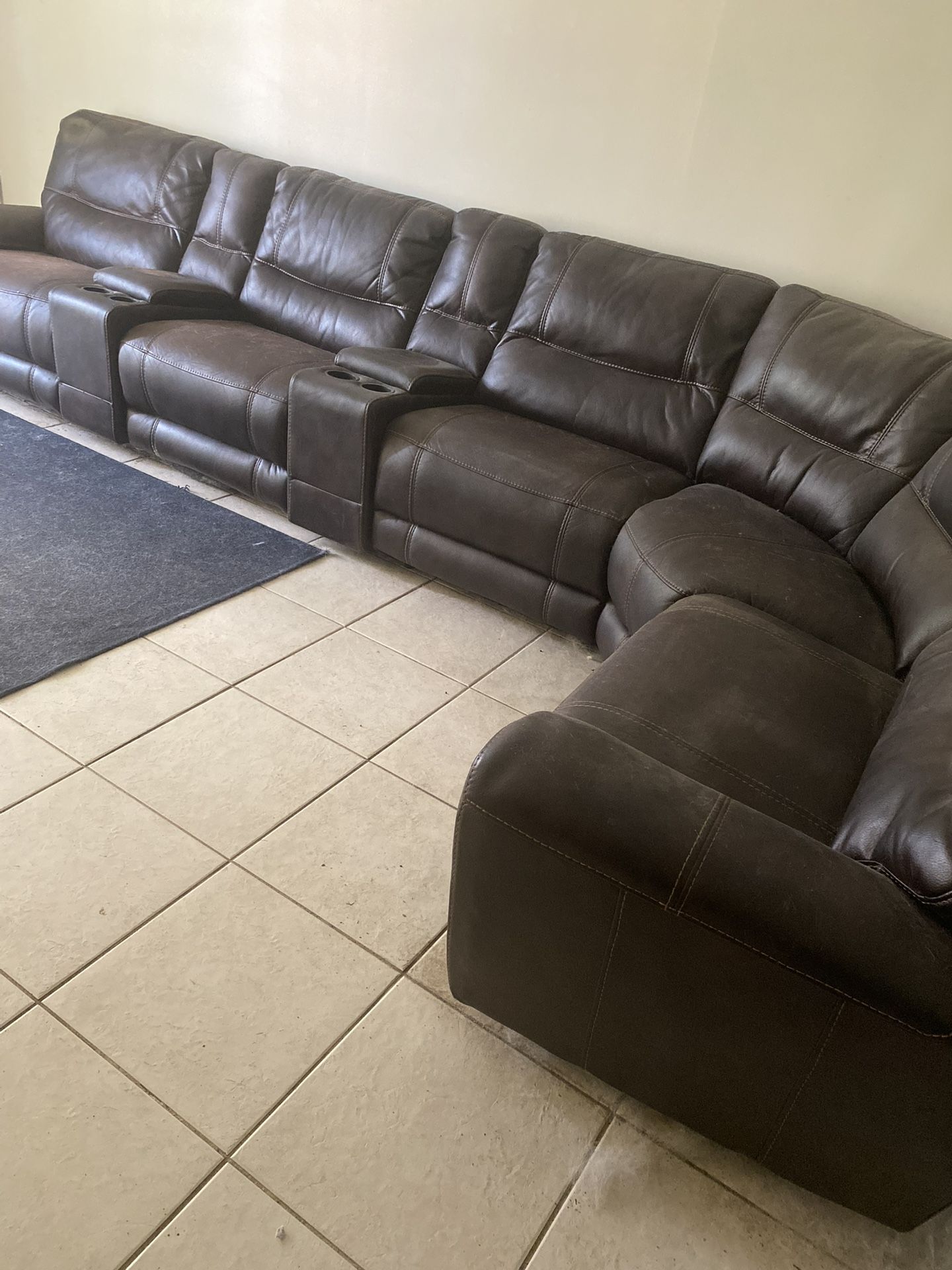 Leather Sectional Couch With Power Recline 