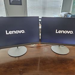 Pair Of Matching Lenovo L24q 2k Monitors 2560x1440