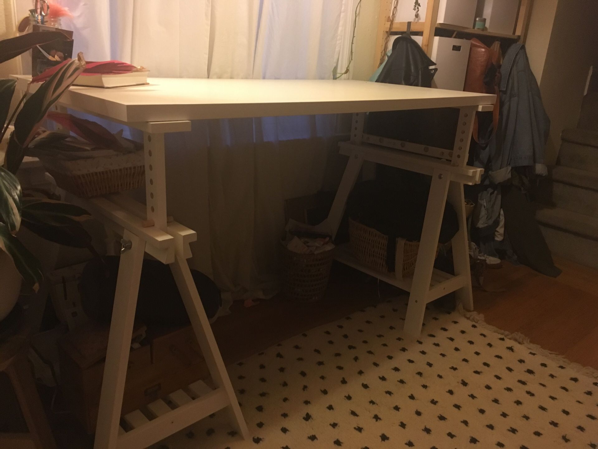 White desk or drafting table, adjustable height