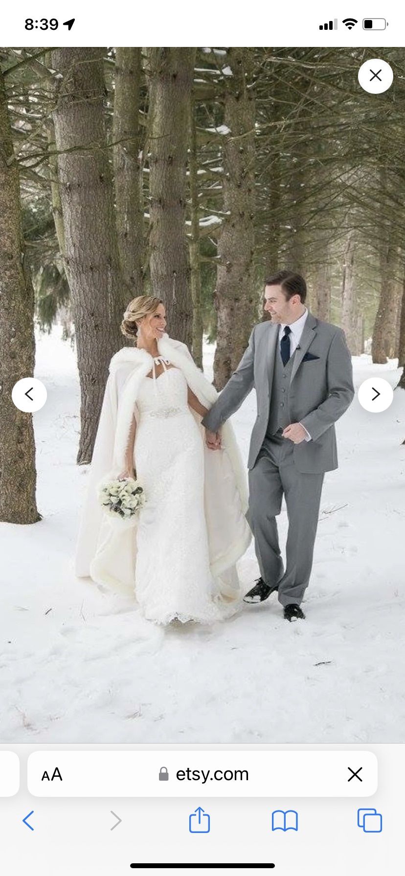 Classic Bridal Cape Wedding Cloak Satin With Fur Trim
