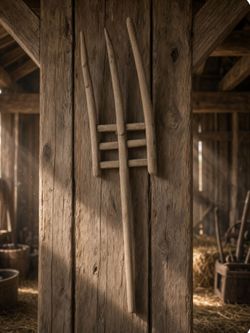 Antique wooden pitchfork