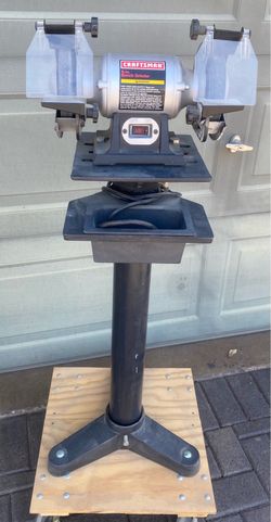 Craftsman 6” bench grinder with stand and water tray on rolling cart