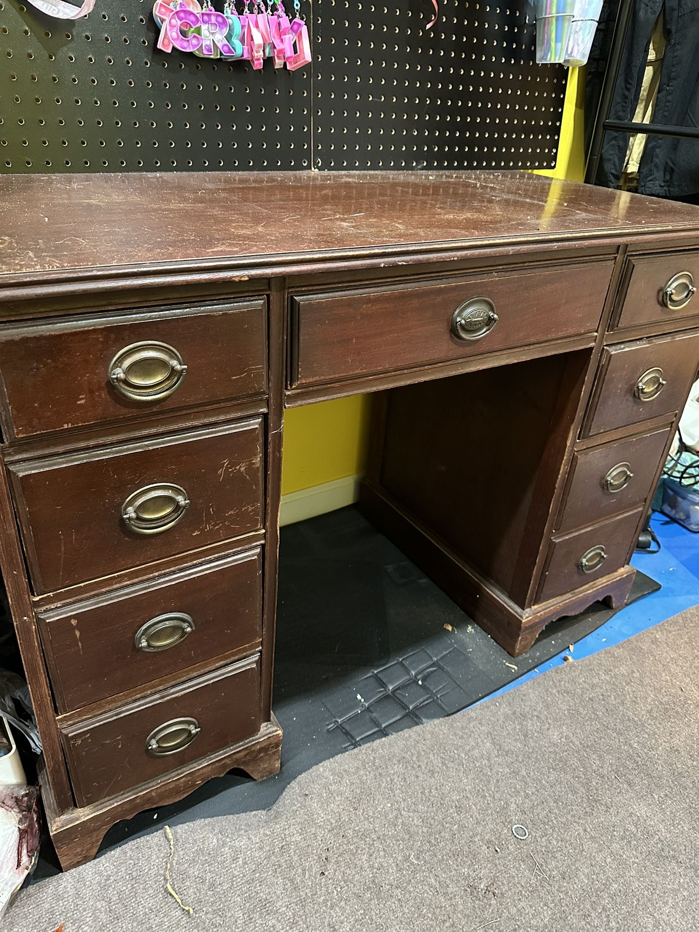 Vintage 1960s Solid Wood Writing Desk $100