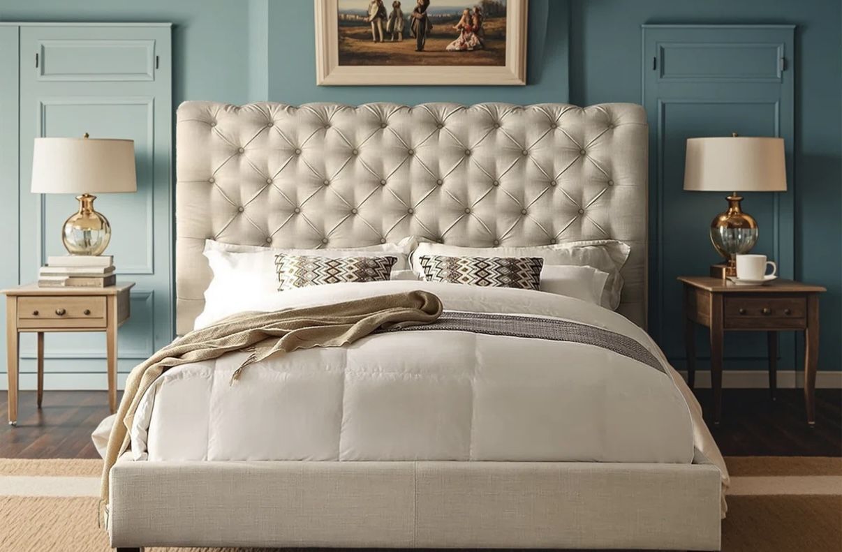 Complete Queen Size Tufted Bed With Box spring And Mattress