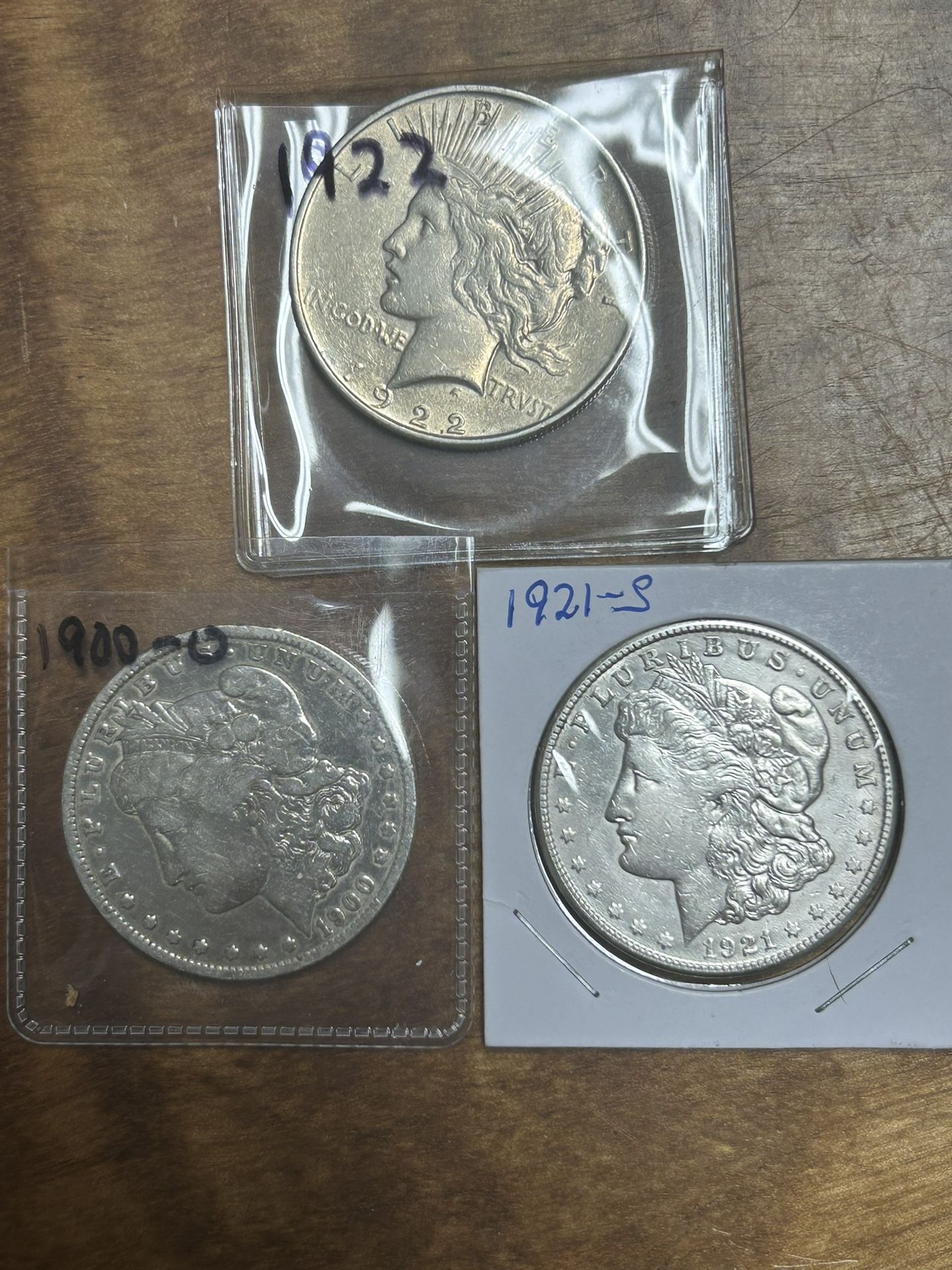 Three Silver Dollars, 90% Silver. Group 6