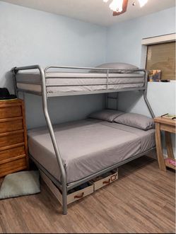 Silver Metal Twin Over Full Bunk Bed