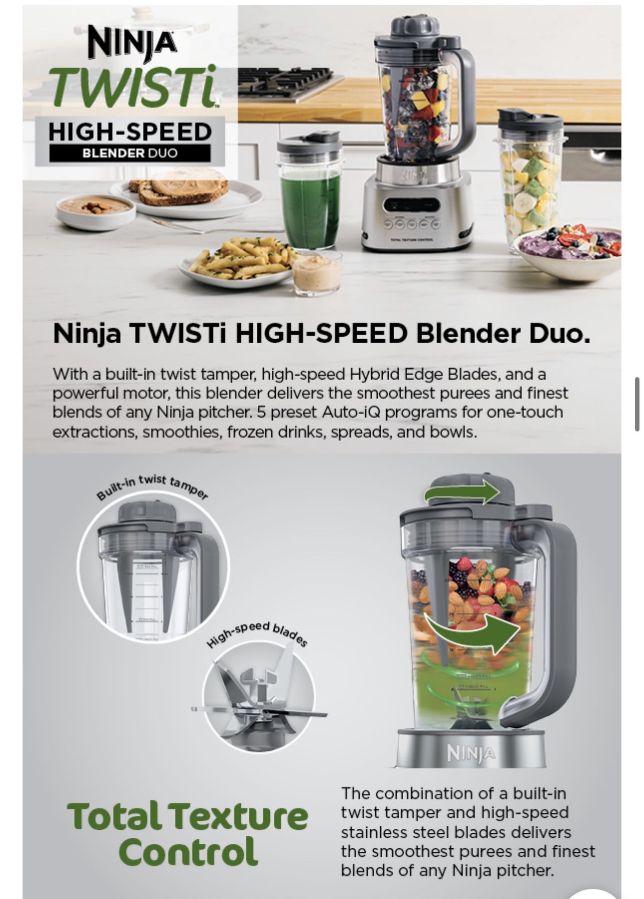 Ninja TWISTi Blender DUO Smoothie Maker - Gray (SS151) Licuadora NINJA DUAL  NUEVA for Sale in Houston, TX - OfferUp