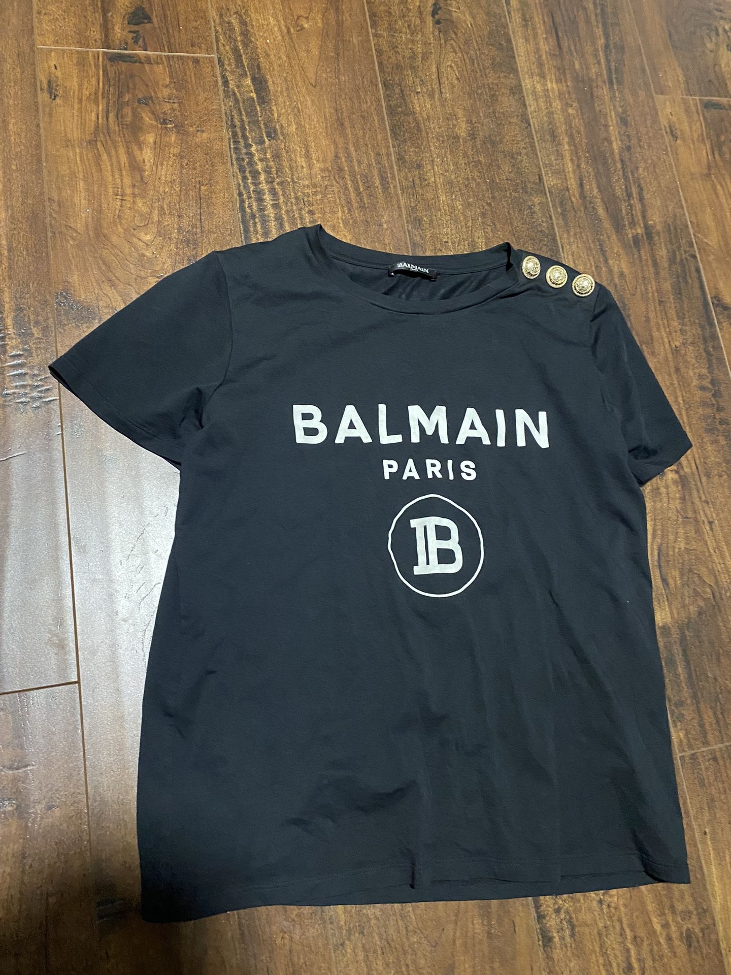 Balmain Button-embellished Logo Print Shirt 