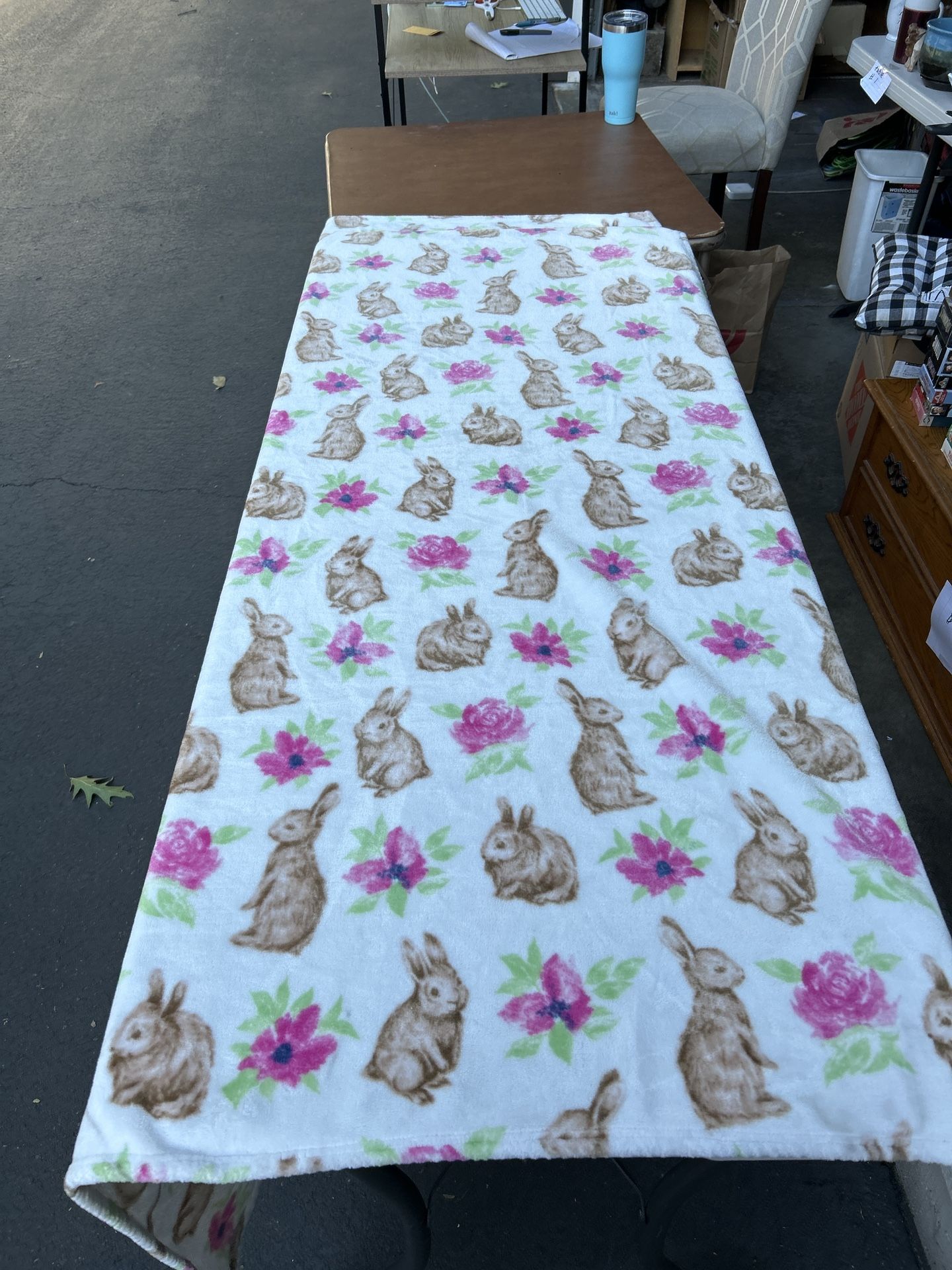 Bunny And Floral Blanket # 1.