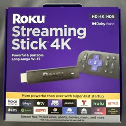 Roku Streaming Stick 4K with Voice Remote & Long-Range Wi-Fi