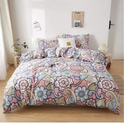 New- Twin Duvet Covers Chic Pink Gray Reversible Floral Pattern