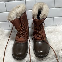 Womens Size 7 Sorel Geneva Winter Duck Boots Wool Sock Brown Rust