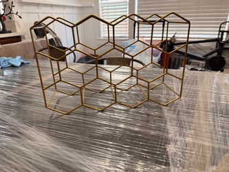 Gold Metal Geometric Wine Rack