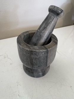 Grey marble mortar and pestle