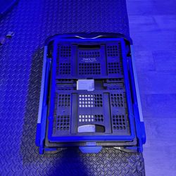 Two-Tiered Folding Cart with Collapsible Basket
