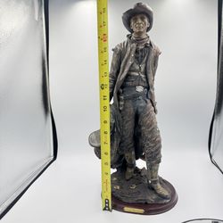 🔥 Large Brasco International Cowboy Statue 20” Western Sculpture Wood Base