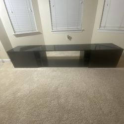 WModern Black TV Stand / Fireplace Console – New (80”)