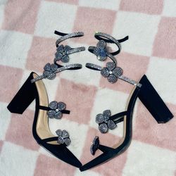 Black And Silver Heels 