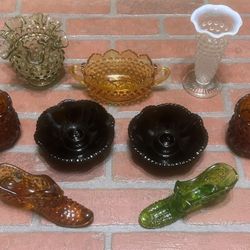 Vintage Glass Hobnail Glass Fenton, L.E. Smith Lot 