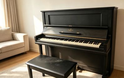Steinway & Sons Black Tall Upright Piano ,Good Condition