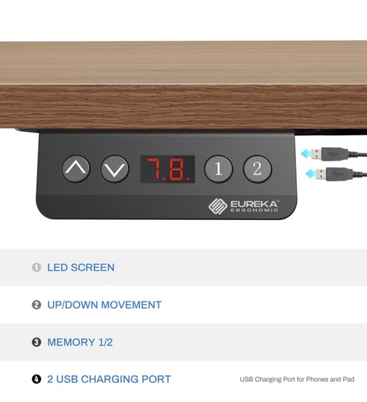 Eureka Ergonomic Corner L-Shaped Standing Desk with Monitor Stand & LED Strips, Dual Motor. 