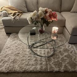 Ashley Furniture Glass Coffee Table + Two Side Tables 