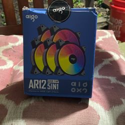 Aigo AR12 RGB 120mm 5-Pack Fans – ARGB Lighting for PC Case (White)