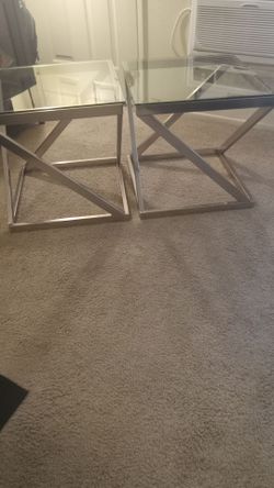 Glass Top Side Tables with Chrome Base – Set of 2