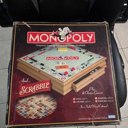 Monopoly Scramble Board Game Solid Wood Chess Checker Dominoes Poker Dice 