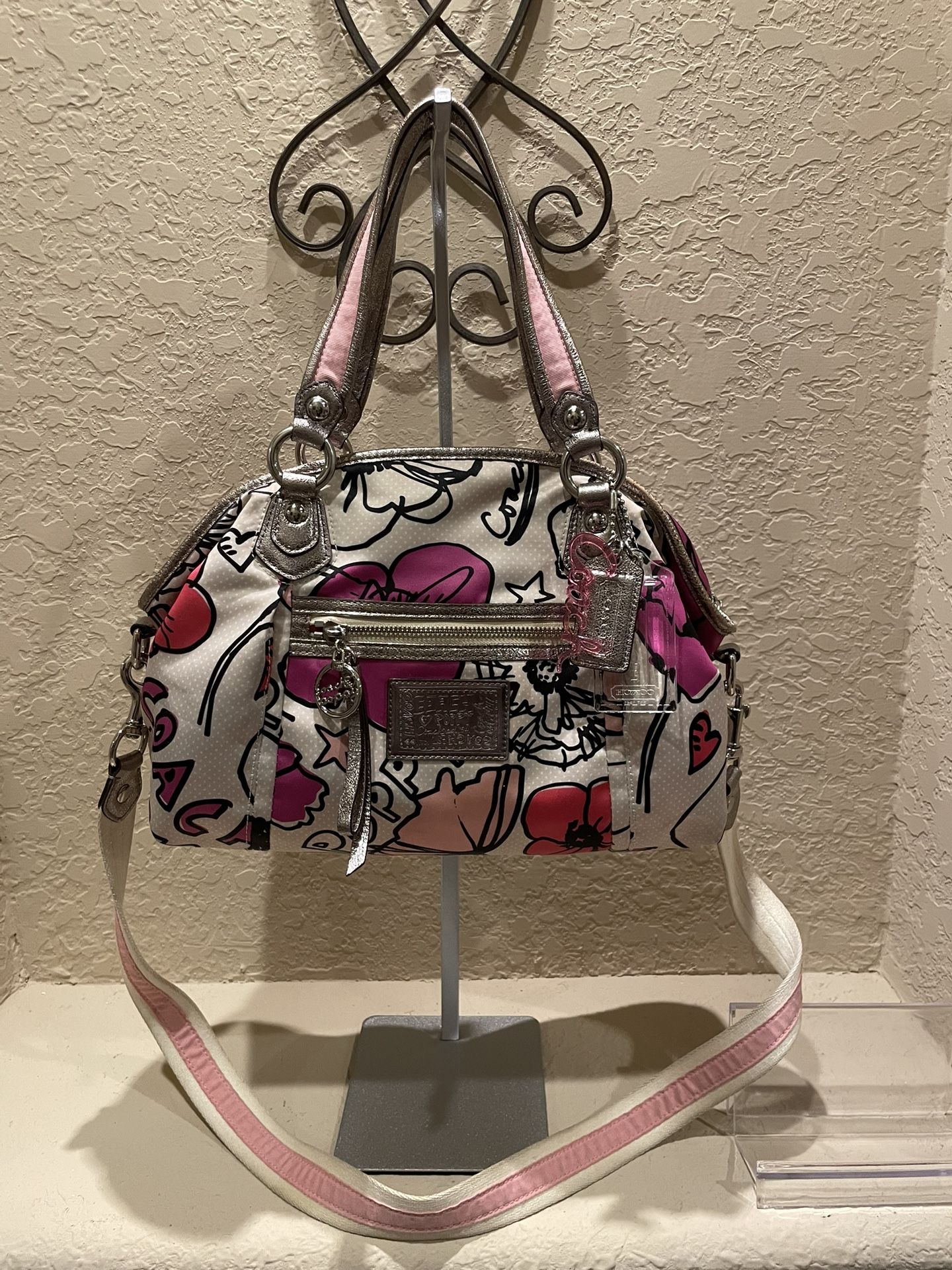 Coach Poppy Satchel Lurex Backpack Pink