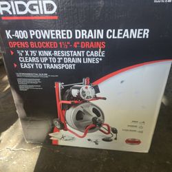 RIDGID K-400 Drain Cleaning Snake Auger Machine, C-31 IW 3/8 in. x 50 ft. Cable plus 4-P #287785