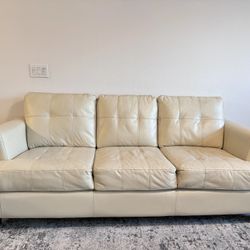 Beige Leather Sofa