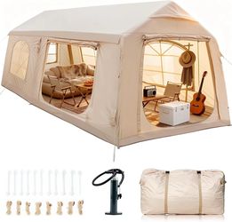 NAIZEA 10-12 Person Inflatable Blow Up Tents for Camping Waterproof Hot Tent&Pump