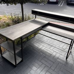 Grey Wood Corner Desk