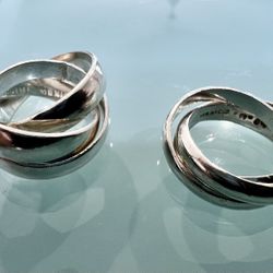 (2) Mexico TR-141 Triple Unisex .925 Sterling Silver Band Sets!!