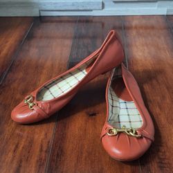 Coach Leona Orange Leather Ballet Flats Size 6