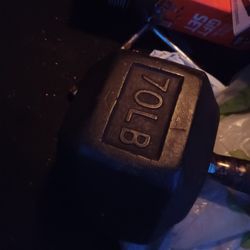 70 Lb Single  Dumbbell, Ready For Pick Up 