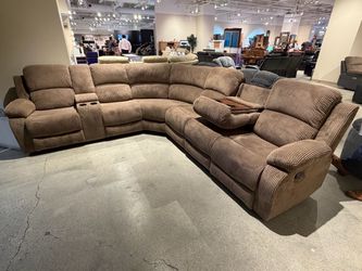 Large Sectional Reclining Sofa with Console