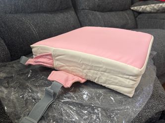 Pink/cream Booster Seat Cushion with Straps