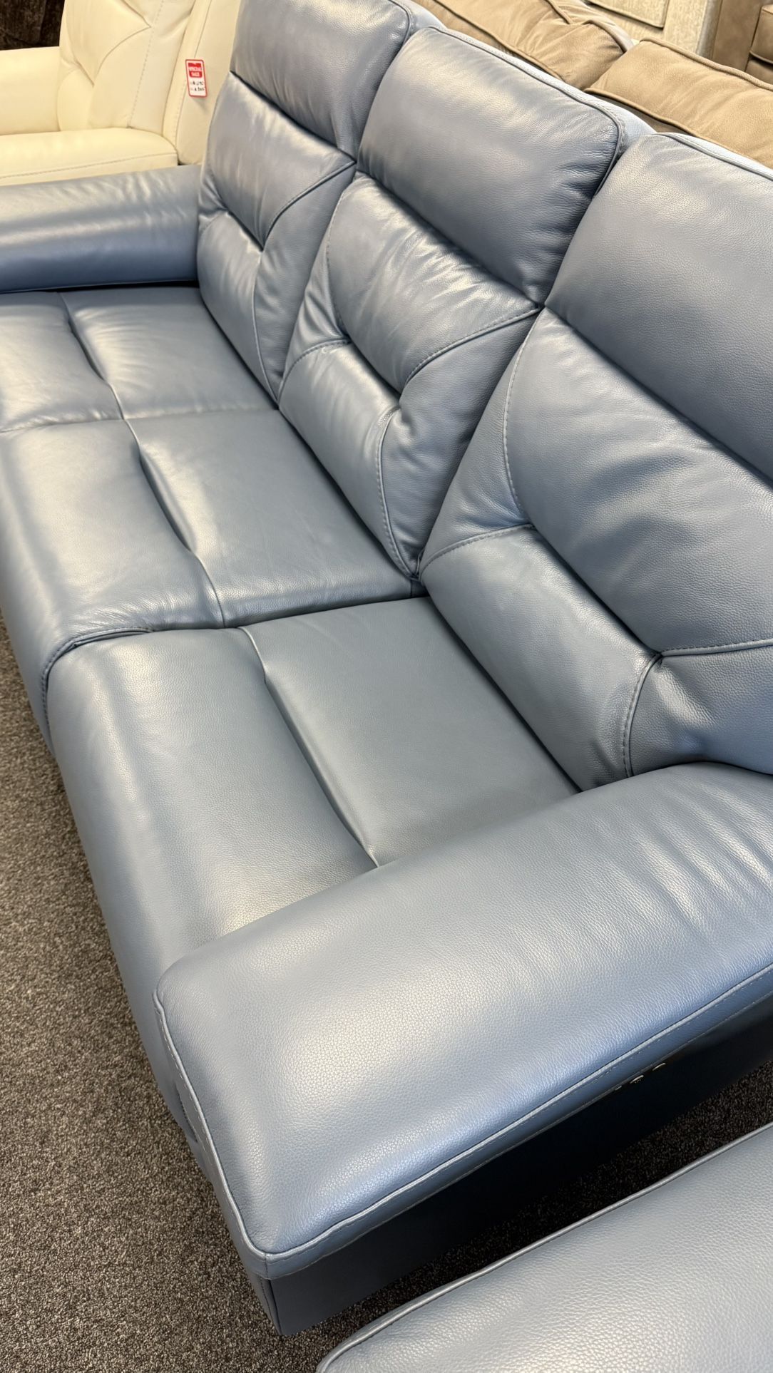 Power Recline Leather Sofa & Chair – Pillow Tilt, Super Comfy!