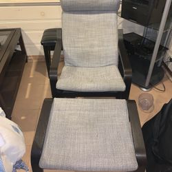 Grey Lounge Chair With Ottoman