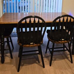 6 Piece  Black and Wood Dining Set