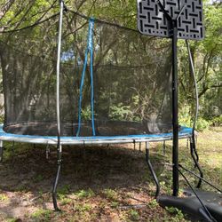 Trampoline With Basketball Hoop