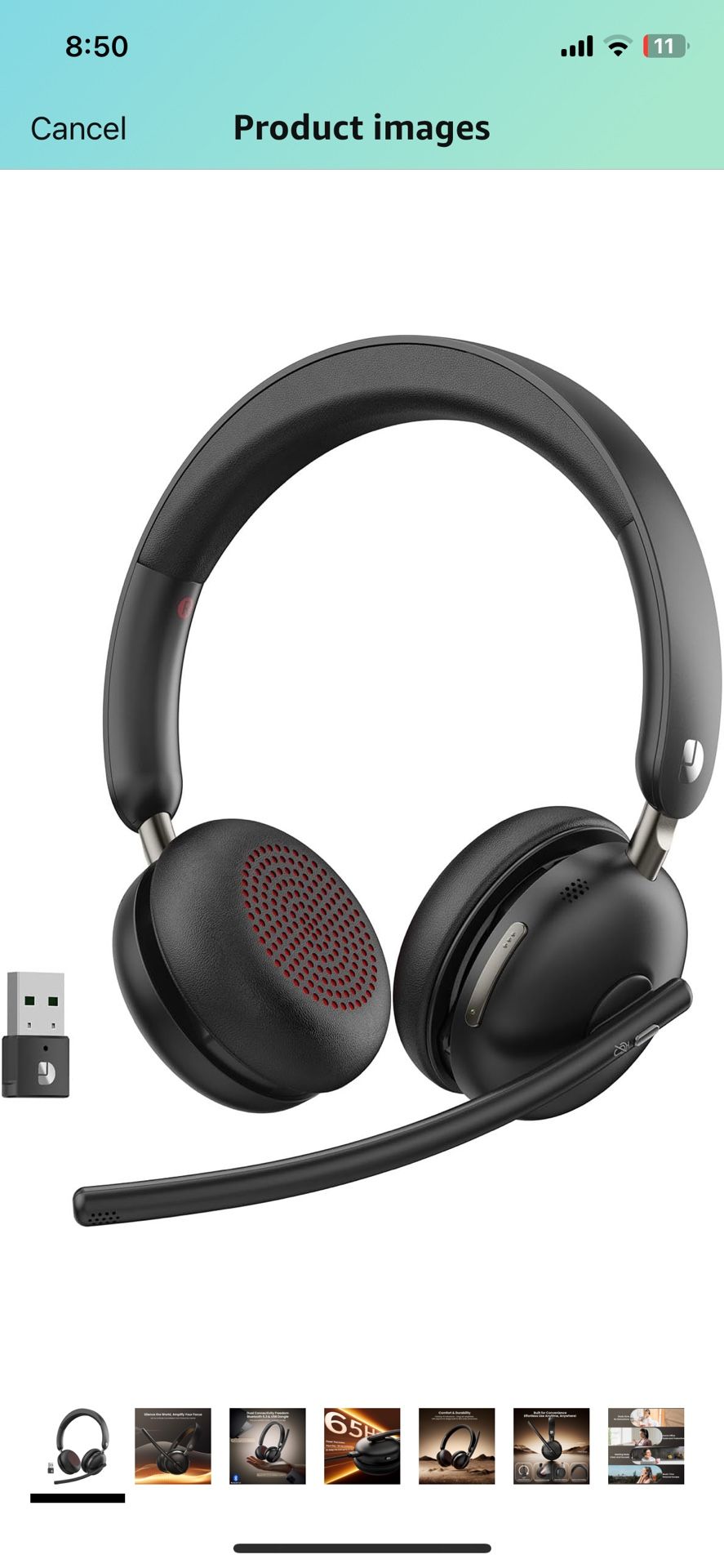 Bluetooth 5.3 Headset, Wireless Headset with Mic for Work (AI Noise Cancelling), Wireless Headphones with Mic & USB Dongle, 65H & Mute Function, Fit f