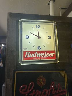 VINTAGE BUDWEISER LIGHTED CLOCK,FLOURESCENT,KING OF BEERS,ELECTRIC,GIFT,CORDED:)