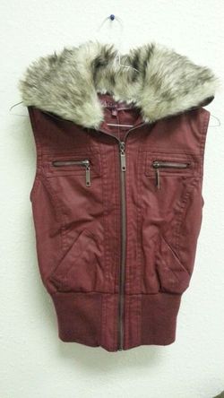 Vest jacket pu leather fur girl lady women