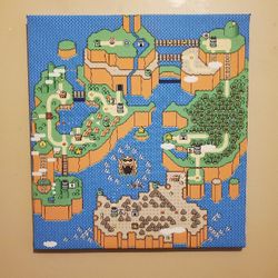 Super Mario World map wrapped canvas 20 x 21.5 x 1 inch - Mario Nintendo gift 
